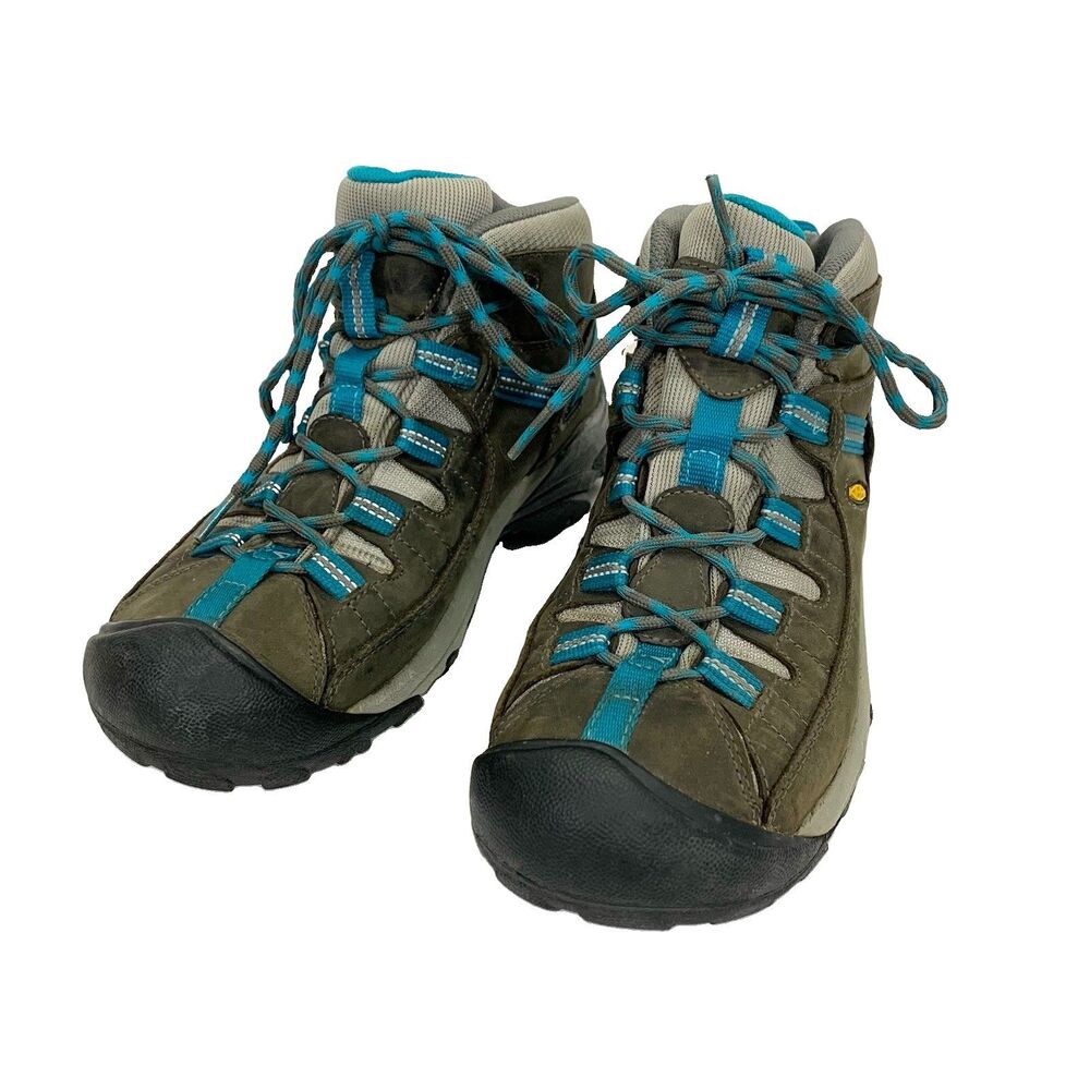 KEEN Targhee II Mid Hiking Boots Gray Blue Waterproof Size 9 39.5 (No Insoles) - Picture 3 of 14